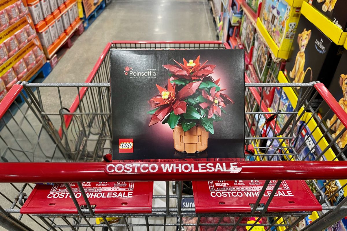 Lego Pointsettia in Costco Shopping Cart