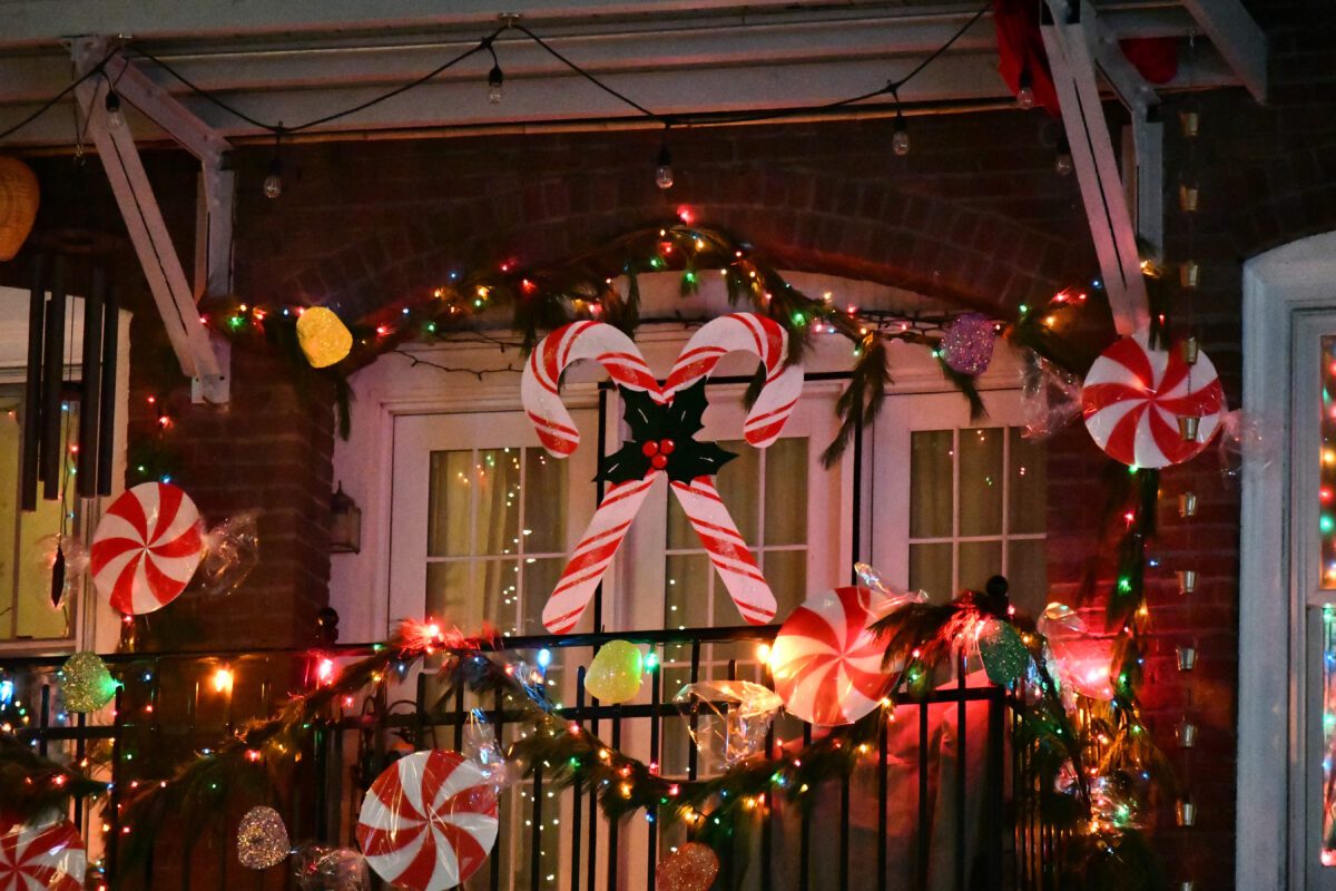 Festive outdoor Christmas decorations.