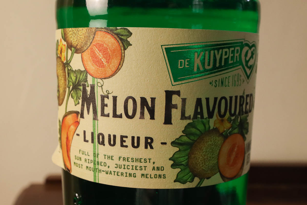 Bottle of melon flavored liqueur