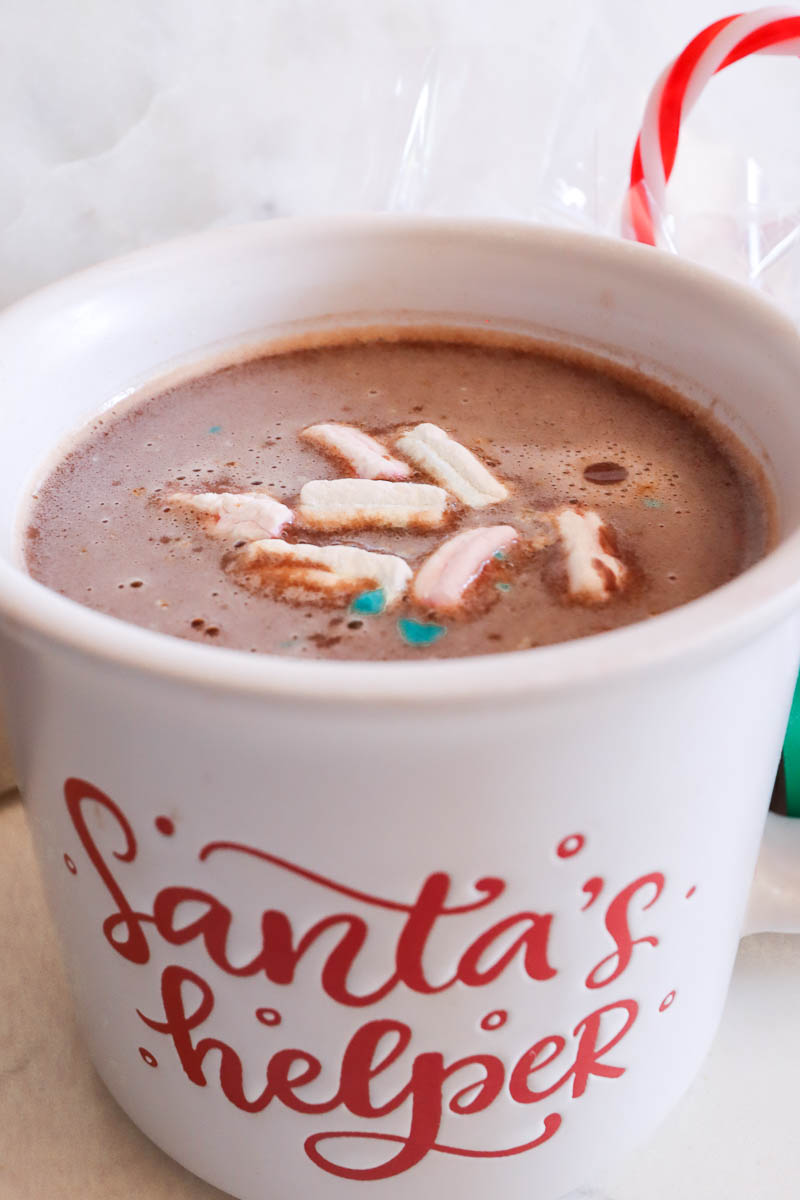 Hot cocoa made from real chocolate with mini marshmallows. 