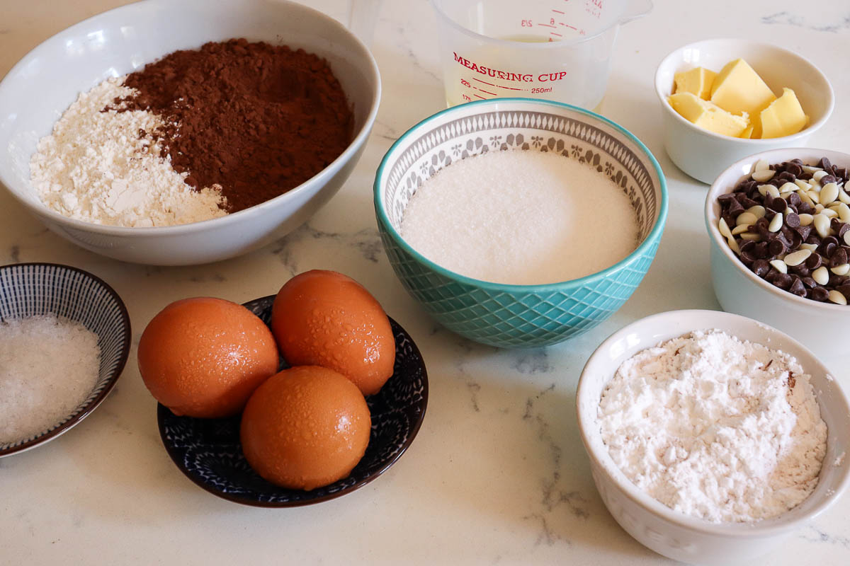 Ingredients to make brownies