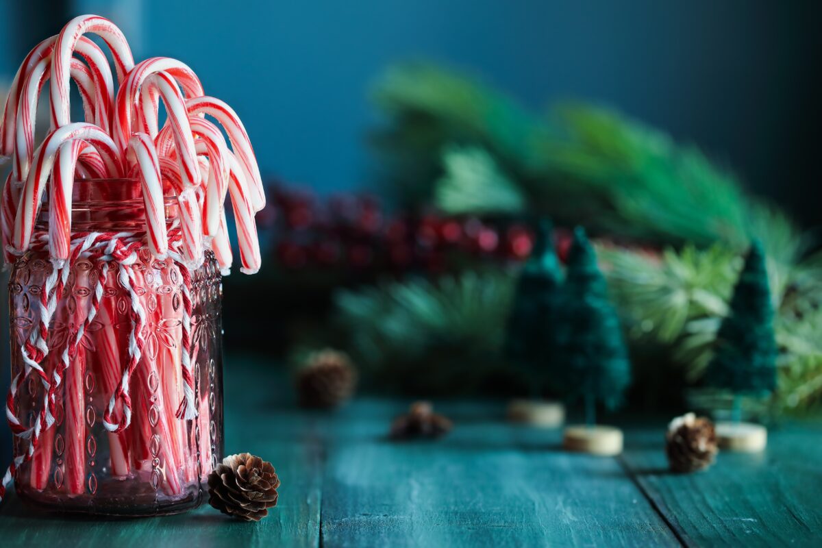 Candy canes in a mason jar