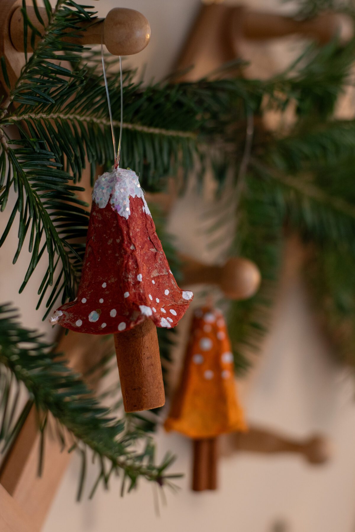 paper egg carton mushroom ornaments