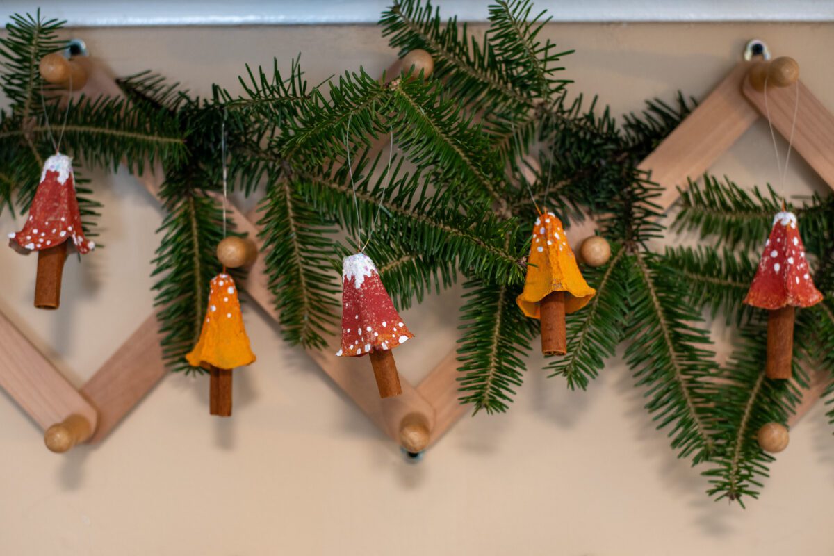 paper egg carton mushroom ornaments