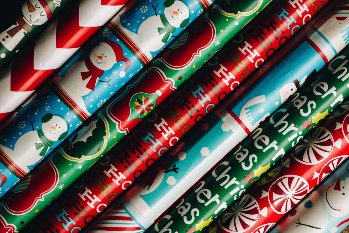 Rolls of Christmas wrapping paper