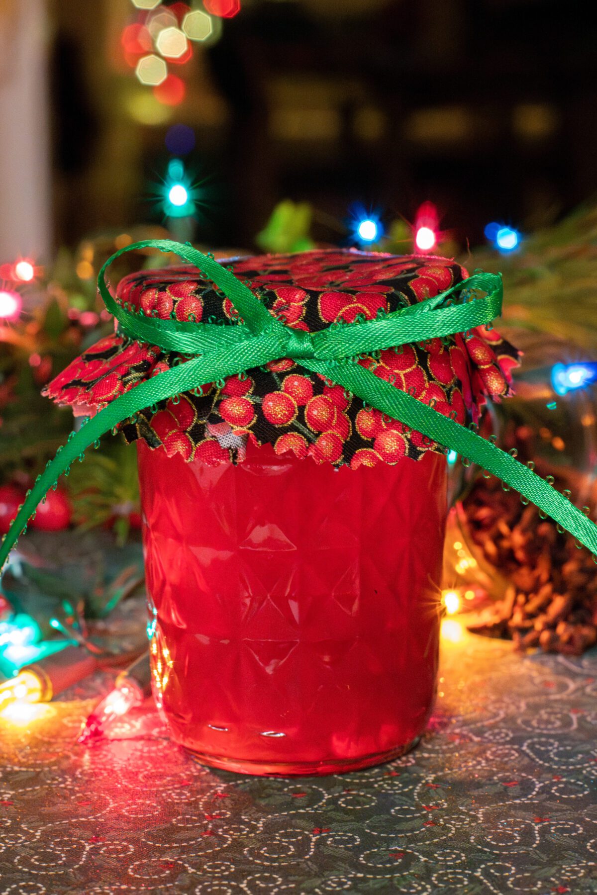 Jar of spiced Christmas syrup